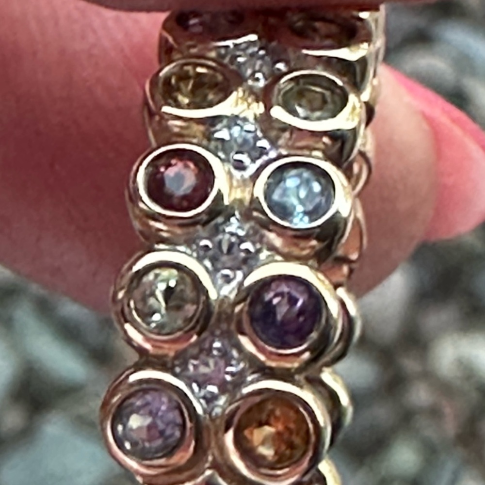 VIBRANT 10K GEMSTONE HOOP EARRINGS -12.5 GRAMS !! - Picture 8 of 15